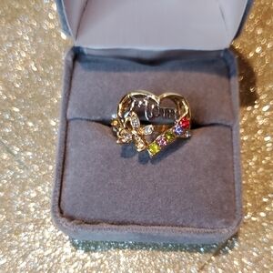 Gold Heart and Gemstone Ring